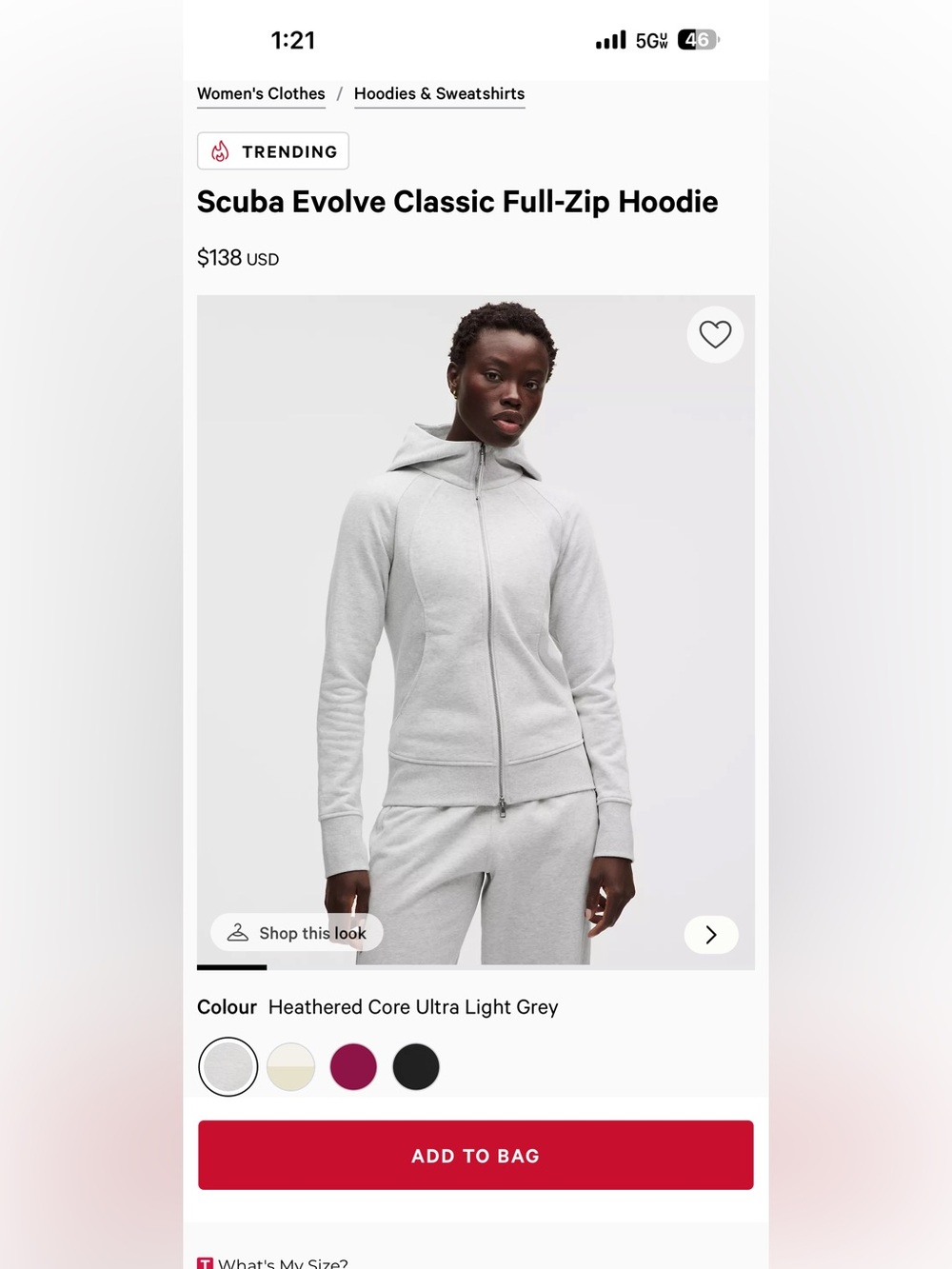 lululemon Scuba Evolve Classic Full-Zip Hoodie Light Gray
